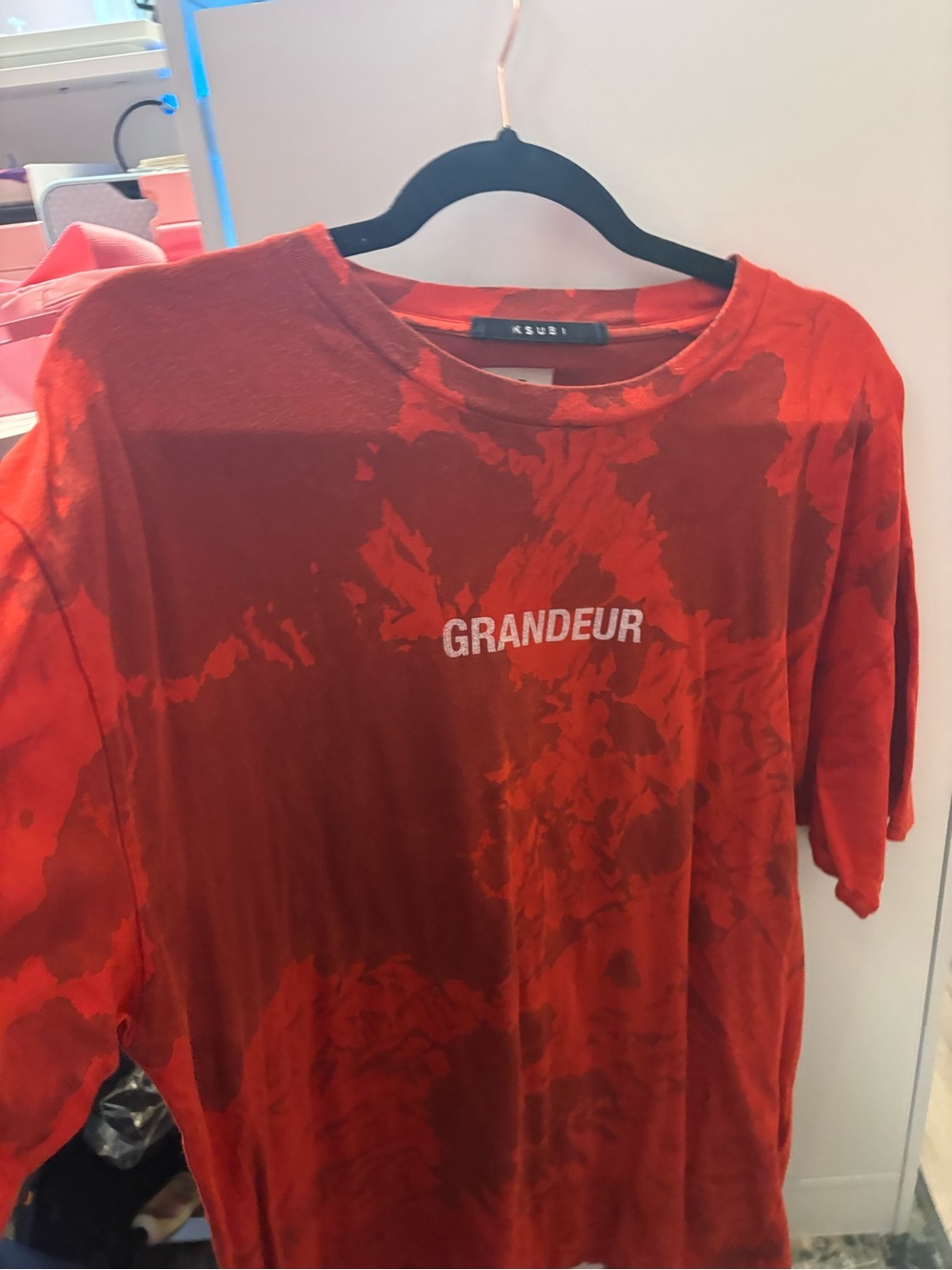 Ksubi Red Tie-Dye 'GRANDEUR' Logo Tee